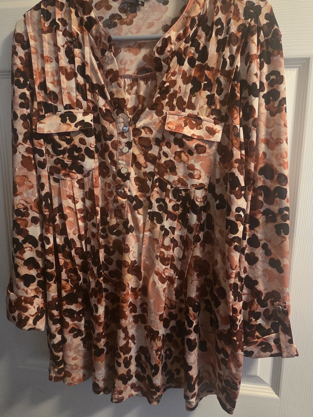 Cocomo Women's Animal Print Leopard Blouse - Brown & Beige XL Top